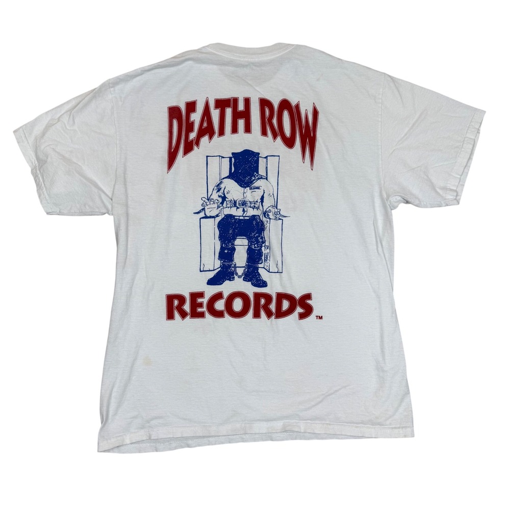 Death Row Records T-Shirt L 21.5x28 Graphic Logo White Hip Hop Rap Streetwear